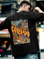 Erkek Baskılı Oversize T-shirt - Siyah - Görsel 4