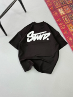 Erkek Baskılı Oversize T-shirt - Siyah - Görsel 2