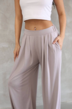 Osy Modal Yumuşak Dokulu Kumaş Boru Paça Salaş Eşofman - Bej - Görsel 2