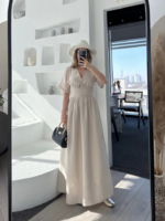 Kısa Kollu Uzun Elbise - Kırık Beyaz - Görsel 4