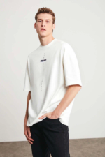 Unisex Baskılı Oversize T-Shirt - Beyaz - Görsel 4