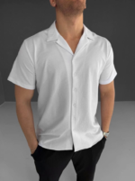 İki İplik Kumaş  Gömlek - Beyaz - Görsel 3