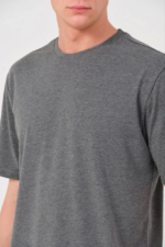 Erkek 24/1 Düz A Kalite Oversize T-shirt - Antrasit - Görsel 3
