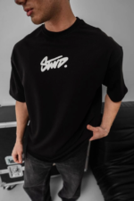 Erkek Baskılı Oversize T-shirt - Siyah - Görsel 3