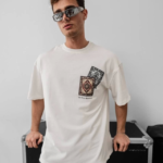 Erkek Baskılı Oversize T-shirt - Beyaz