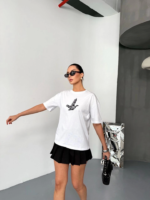 Kısa Kol Baskılı T-shirt - Beyaz - Görsel 4