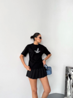 Kısa Kol Baskılı T-shirt - Siyah - Görsel 4