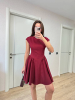 Sırt Dekolteli Çan Detaylı Mini Elbise - Bordo - Görsel 2