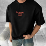 Ön Ve Arka Baskılı Oversize Bisiklet Yaka T-shirt- Siyah