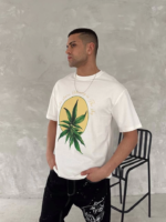 Ön Ve Arka Baskılı Oversize Bisiklet Yaka T-shirt- Beyaz - Görsel 2