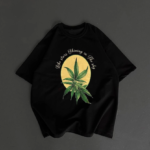 Ön Ve Arka Baskılı Oversize Bisiklet Yaka T-shirt- Siyah