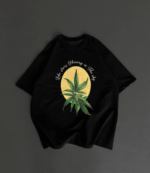 Ön Ve Arka Baskılı Oversize Bisiklet Yaka T-shirt- Siyah