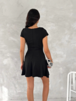 Kısa Kollu Mini Elbise - Siyah - Görsel 2