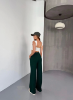 Osy Modal Yumuşak Dokulu Kumaş Nakış Işlemeli Rahat Bol Paça Eşofman Pantalon - Siyah - Görsel 2