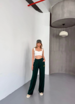 Osy Modal Yumuşak Dokulu Kumaş Nakış Işlemeli Rahat Bol Paça Eşofman Pantalon - Siyah - Görsel 4