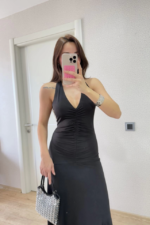 Sırt Dekolteli Uzun Kollu Elbise - Siyah - Görsel 2