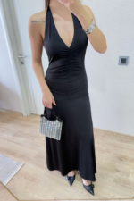 Sırt Dekolteli Uzun Kollu Elbise - Siyah - Görsel 3