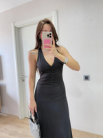 Sırt Dekolteli Uzun Kollu Elbise - Siyah - Görsel 4