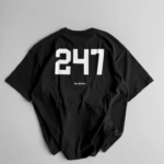 Baskılı Oversize Bisiklet Yaka T-shirt - Siyah