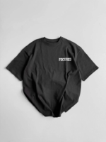 Baskılı Oversize Bisiklet Yaka T-shirt - Siyah - Görsel 2