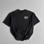 Baskılı Oversize Bisiklet Yaka T-shirt - Siyah