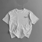 Baskılı Oversize Bisiklet Yaka T-shirt - Beyaz