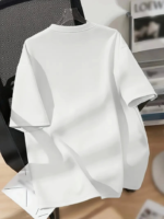 Baskılı Oversize Bisiklet Yaka T-shirt - Beyaz - Görsel 2