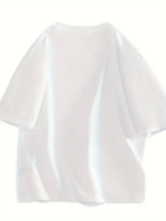 Baskılı Oversize Bisiklet Yaka T-shirt - Beyaz - Görsel 4