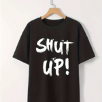 Baskılı Oversize Bisiklet Yaka T-shirt - Siyah