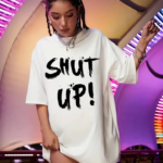 Baskılı Oversize Bisiklet Yaka T-shirt - Beyaz