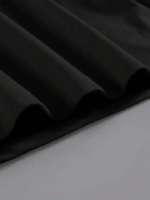 Baskılı Oversize Bisiklet Yaka T-shirt - Siyah - Görsel 3