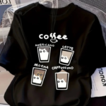 Baskılı Oversize Bisiklet Yaka T-shirt - Siyah