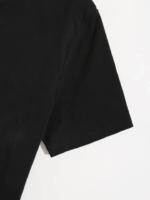 Baskılı Oversize Bisiklet Yaka T-shirt - Siyah - Görsel 4