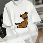 Baskılı Oversize Bisiklet Yaka T-shirt - Beyaz