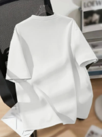 Baskılı Oversize Bisiklet Yaka T-shirt - Beyaz - Görsel 2