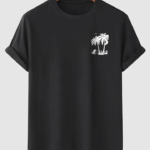 Baskılı Oversize Bisiklet Yaka T-shirt - Siyah