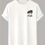 Baskılı Oversize Bisiklet Yaka T-shirt - Beyaz