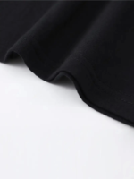 Baskılı Oversize Bisiklet Yaka T-shirt - Siyah - Görsel 3