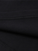 Baskılı Oversize Bisiklet Yaka T-shirt - Siyah - Görsel 4