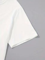 Baskılı Oversize Bisiklet Yaka T-shirt - Beyaz - Görsel 2