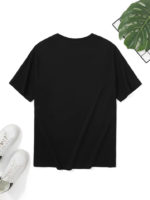 Baskılı Oversize Bisiklet Yaka T-shirt - Siyah - Görsel 3
