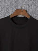 Baskılı Oversize Bisiklet Yaka T-shirt - Siyah - Görsel 2