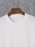 Baskılı Oversize Bisiklet Yaka T-shirt - Beyaz - Görsel 3