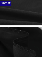 Baskılı Oversize Bisiklet Yaka T-shirt - Siyah - Görsel 3