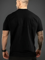 Baskılı Oversize Bisiklet Yaka T-shirt - Siyah - Görsel 4