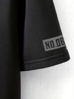 Baskılı Oversize Bisiklet Yaka T-shirt - Siyah - Görsel 3