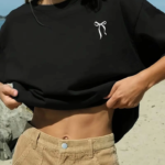 Fiyonk Baskılı Siyah Oversize Unisex T-shirt- Siyah