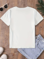 Fiyonk Baskılı Oversize Bisiklet Yaka T-shirt - Beyaz - Görsel 3