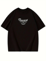 Thousand Baskılı Oversize Bisiklet Yaka T-shirt - Siyah - Görsel 2