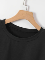 New York Baskılı Oversize Bisiklet Yaka T-shirt - Siyah - Görsel 3